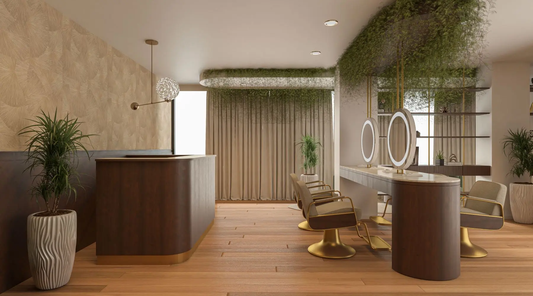 Salone elegante con poltrone e specchi